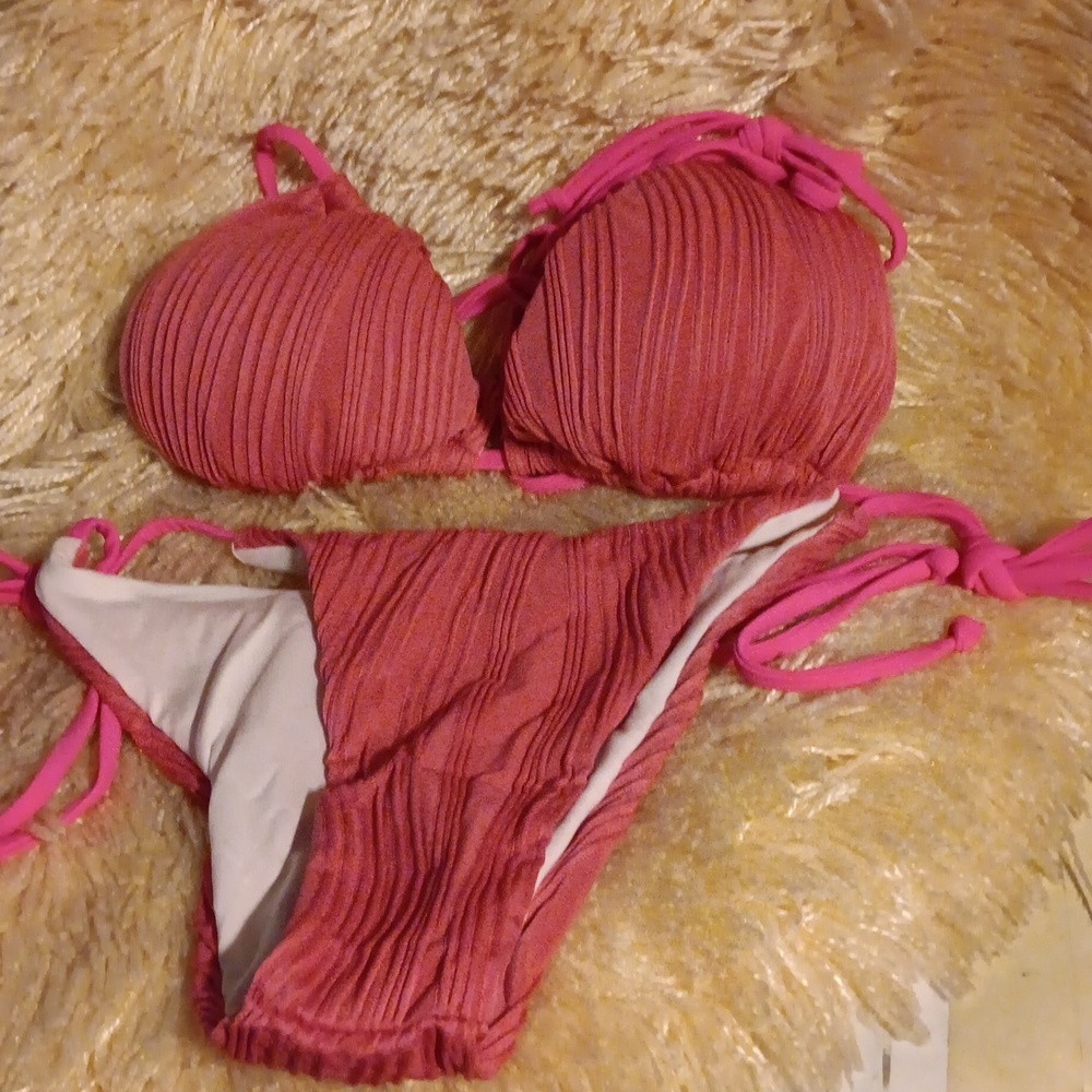 Zonsaoja Women Ribbed String Bikini Swimsuit NWT Size M